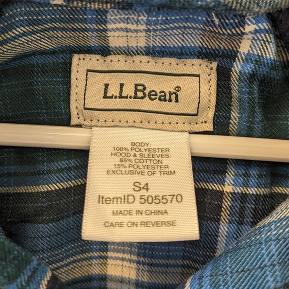 ✌🏻TWO L.L. Bean- Boys Sweatshirt Flannel W/ Hood & Long Sleeve T-shirt; Size: 4 - Picture 7 of 12